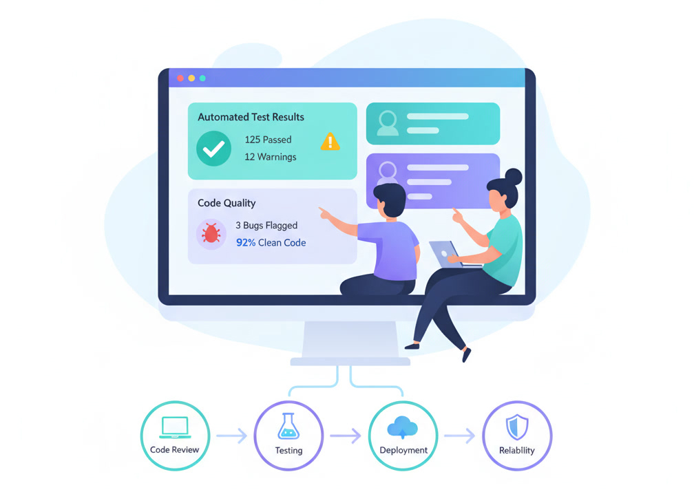 a person reviewing errors on a screen